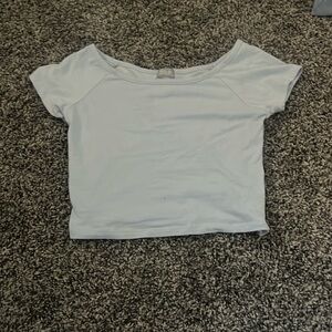 baby blue off the shoulder baby tee